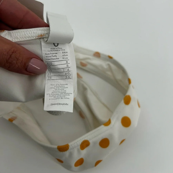 NWT Zimmermann Separates Sculpt V Pant Polka Dot Mango Ivory Bikini Bottom Sz 4 - Picture 5 of 7